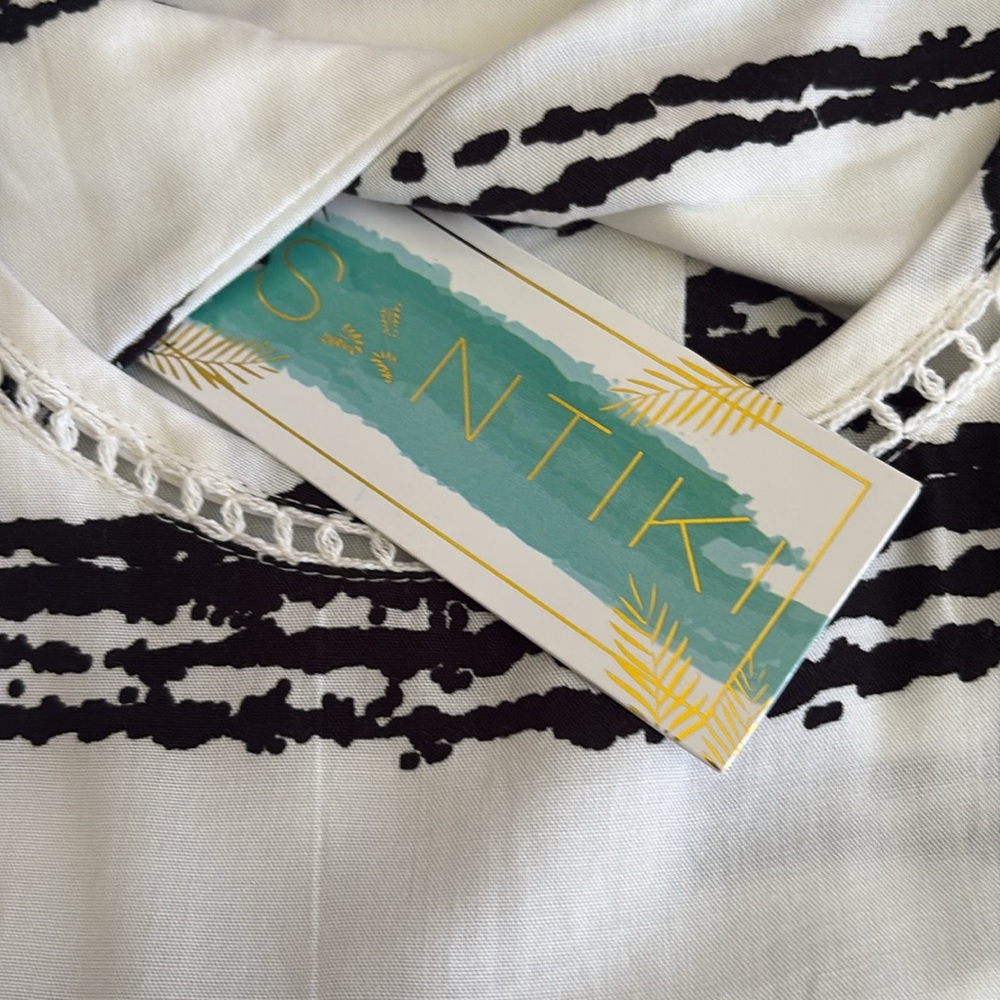NWT‎ Santiki Ruby  Relaxed Sleeveless Tank Top black, and white striped M - Picture 7 of 7